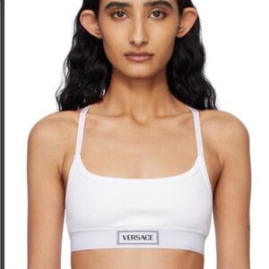 Versace White Logo Bralette